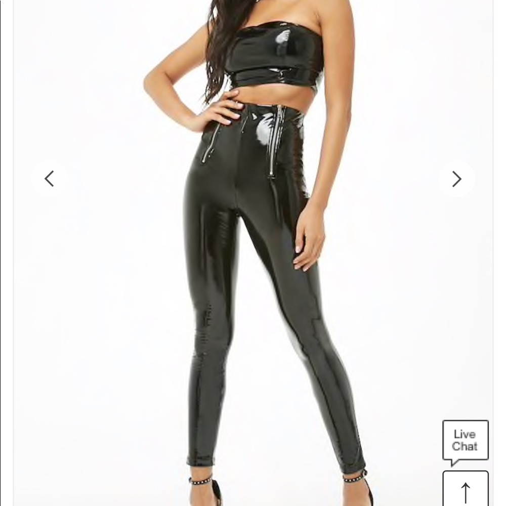 High-Rise Faux Patent Leather Pants